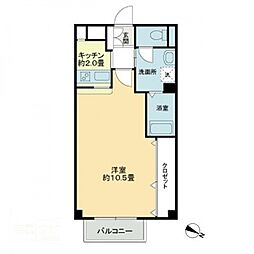 フォブールわげん 1Kの間取図画像