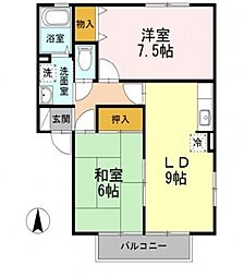 エピナールB 2DKの間取図画像