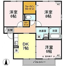 グランフェリオA 3DKの間取図画像