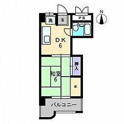 レジデンスノナミ 1DKの間取図画像