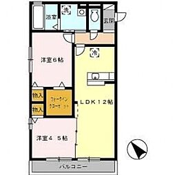 ハーズリッチ北高見 2LDKの間取図画像