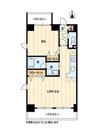シャルマン 1LDKの間取図画像