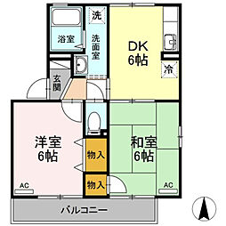 クレールイセキ 2DKの間取図画像
