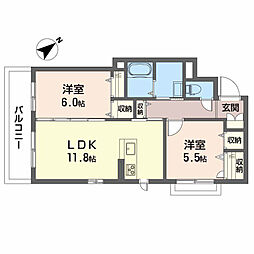 ルピナス・K3 2LDKの間取図画像