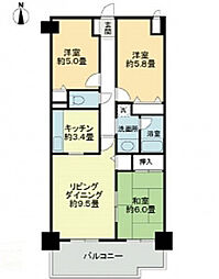 クレスト 3LDKの間取図画像