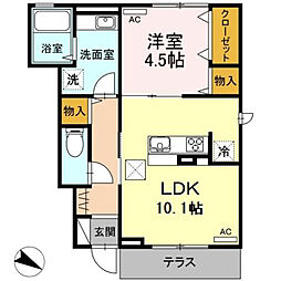 かもべハイム 1LDKの間取図画像