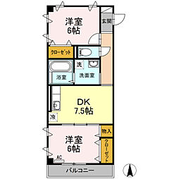 ブルージュ・タカソネ 2DKの間取図画像