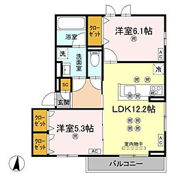 ステラヴィータ A棟 2LDKの間取図画像