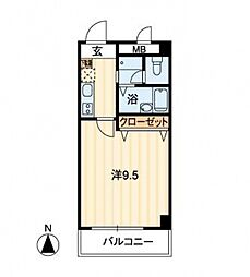 エポカ大川筋 1Kの間取図画像
