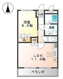 ネオ・クレスト1 1LDKの間取図画像