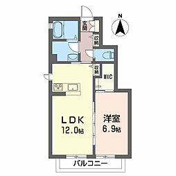 シャーメゾンかすみA 1LDKの間取図画像
