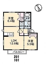 ヴィラージュ・ヌフ8 2LDKの間取図画像