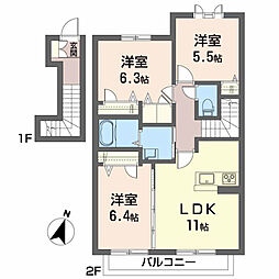シャーメゾンフォルトゥーナA 3LDKの間取図画像