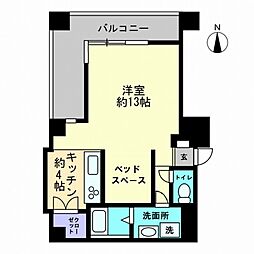 シエロ本町 1Kの間取図画像