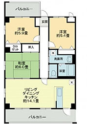 フィネス南川添 3LDKの間取図画像