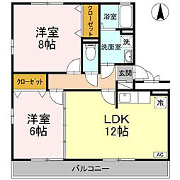 コートドール海老ノ丸B 2LDKの間取図画像