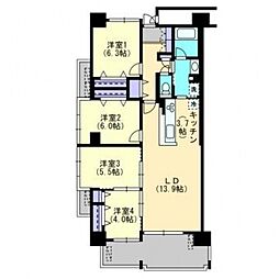 ピア倉敷 4LDKの間取図画像
