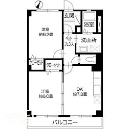 グローリー上の町 2DKの間取図画像