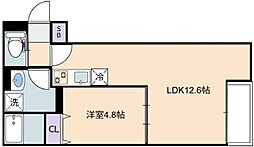 倉敷中島新築アパート(A棟) 1LDKの間取図画像