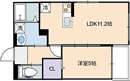 倉敷中島新築アパート(A棟) 1LDKの間取図画像