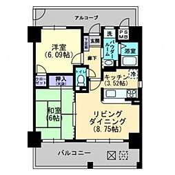 アルファステイツ入船町 2LDKの間取図画像