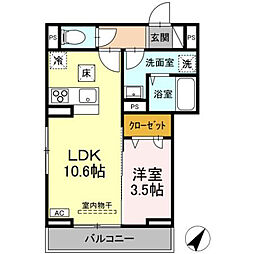 D-residence多治米東N 1LDKの間取図画像
