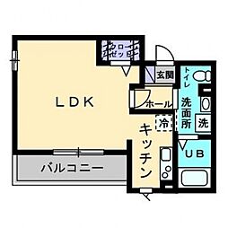 ライト・イヨウ 3階1Kの間取り