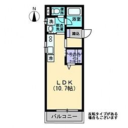メゾンドキャトル2 ワンルームの間取図画像