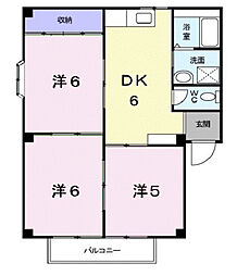 サンハイツ近田Ｂ 2階3DKの間取り