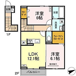 サニーコート木之庄 1階2LDKの間取り