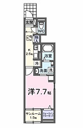 ソラーナ 1階1Kの間取り