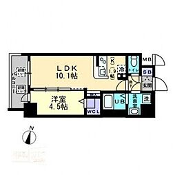 ミラージュパークフロント 9階1LDKの間取り