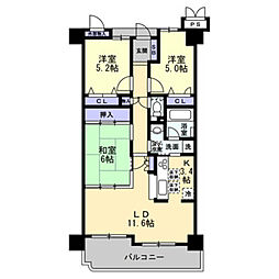 アルファステイツ沖野上 202号室 2階3LDKの間取り