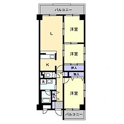 メゾンエル木之庄 2階3LDKの間取り
