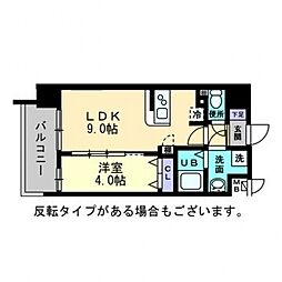 ミラージュパレス福山駅前 8階1LDKの間取り