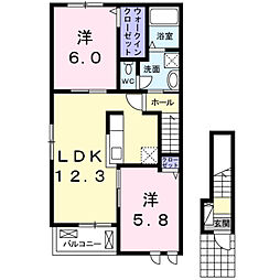 ビアンカ 2階2LDKの間取り
