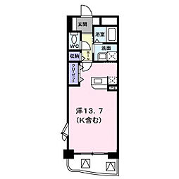 アルカディア南蔵王 1階ワンルームの間取り