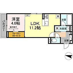 ベルヴィオラ西深津 1LDKの間取図画像