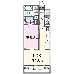 トロワ・ブランシュ・港町 1LDKの間取図画像