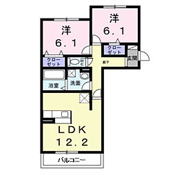 暁雲 2LDKの間取図画像