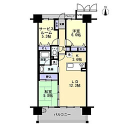 アルファステイツ城町 2SLDKの間取図画像