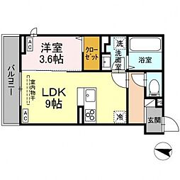 グリシーナヴァッレ 1LDKの間取図画像