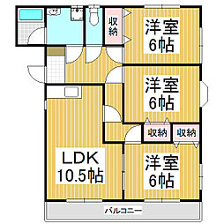 アップルベリー 2階3LDKの間取り