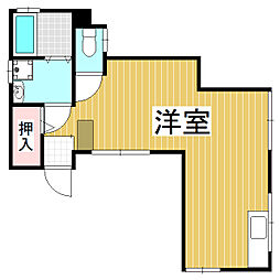 川北ハイツ 1階ワンルームの間取り