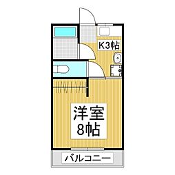 アネックスエリカ 2階1Kの間取り