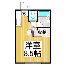 サンライズII 1階ワンルームの間取り