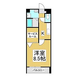 プランドールA 1階1SKの間取り