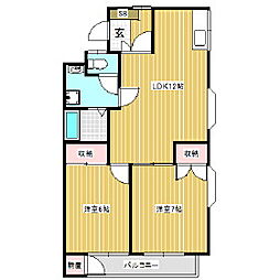 アーバンライフコマツ 2階2LDKの間取り