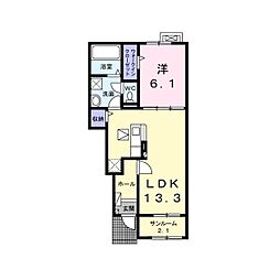 マークグレイスII 1階1LDKの間取り