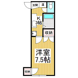 ベルクいな 2階1Kの間取り